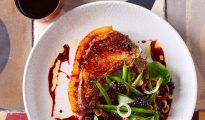 Pork Chop, Blackberries and Summer Beans