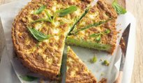 Pea and goat’s curd tart
