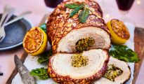 Rolled Porchetta with Pistachios, Fennel and Lemon