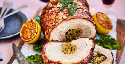 Rolled Porchetta with Pistachios, Fennel and Lemon