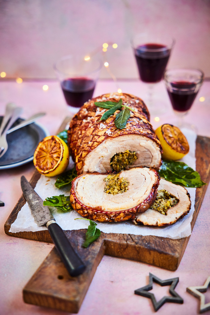 Rolled Porchetta with Pistachios, Fennel and Lemon