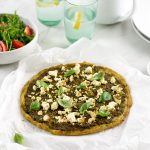 Easy Gluten Free Thin and Crispy Pesto and Feta Pizza