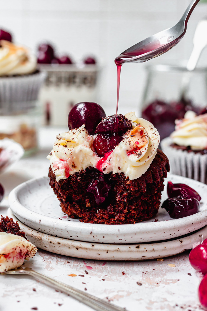 Chocolate Cherry Amaretto Cupcakes