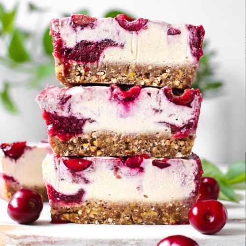 No bake Picota Cherry Cheesecake bars GlutenFree Heaven